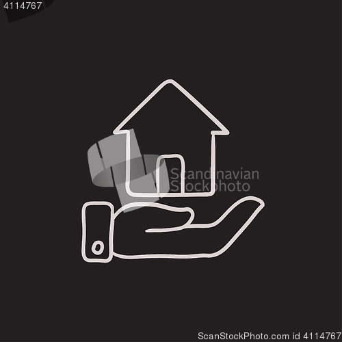 Image of House insurance sketch icon.