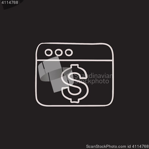 Image of Browser window with dollar sign sketch icon.