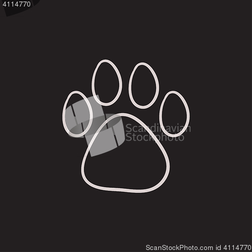 Image of Paw print sketch icon.