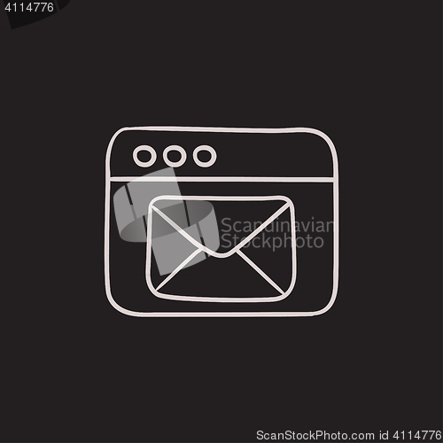 Image of Browser window with electronic mail sketch icon.