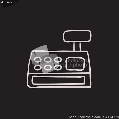 Image of Cash register machine sketch icon.