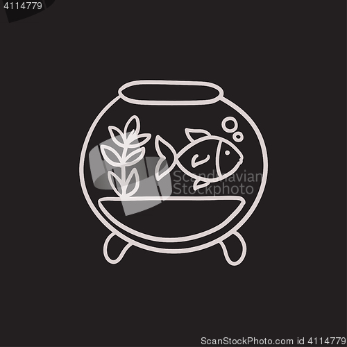 Image of Fish in aquarium sketch icon.