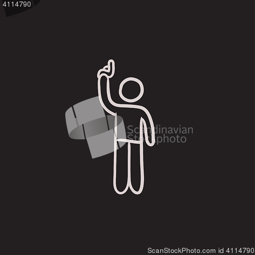 Image of Man giving signal with starting gun sketch icon.