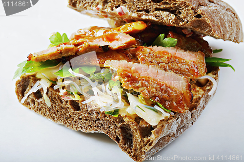 Image of Beef sandwich with kimchi