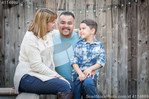 Image of Young Mixed Race Family Portrait Outside