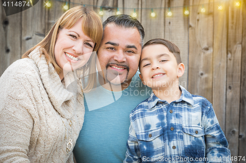 Image of Young Mixed Race Family Portrait Outside