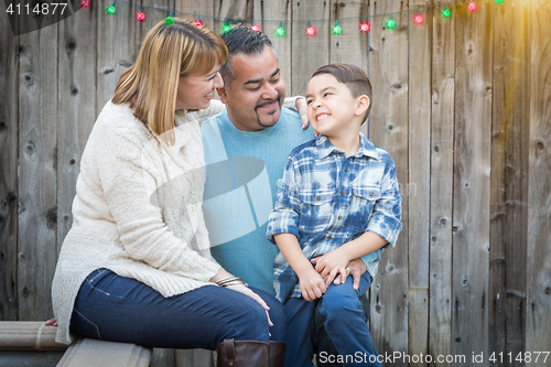 Image of Young Mixed Race Family Portrait Outside