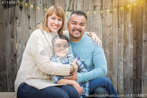 Image of Young Mixed Race Family Portrait Outside