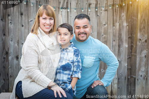 Image of Young Mixed Race Family Portrait Outside