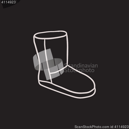 Image of Fuzzy winter boot sketch icon.
