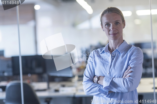 Image of portrait of casual business woman at office