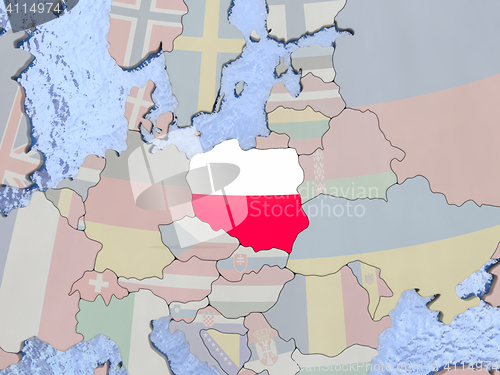 Image of Poland with flag on globe