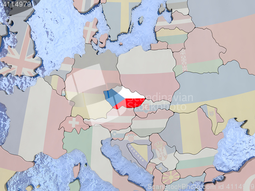 Image of Czech republic with flag on globe