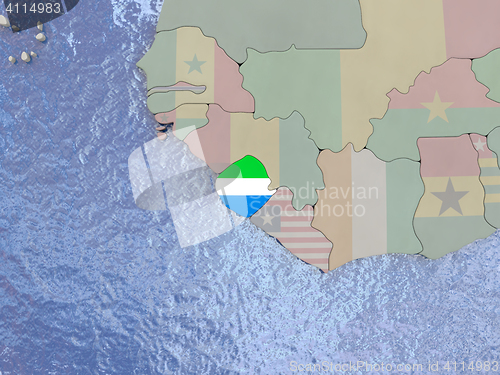 Image of Sierra Leone with flag on globe