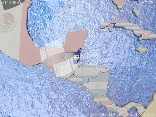 Image of Belize with flag on globe