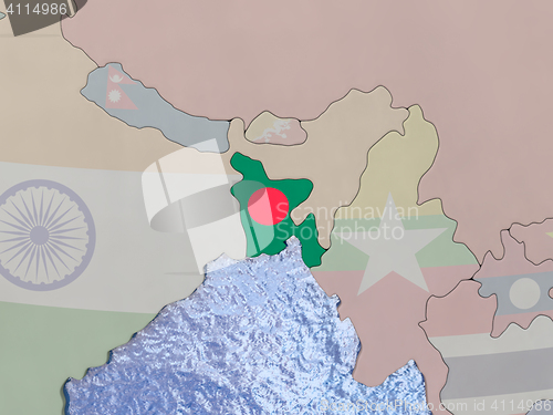 Image of Bangladesh with flag on globe