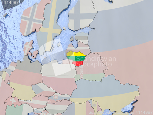 Image of Lithuania with flag on globe