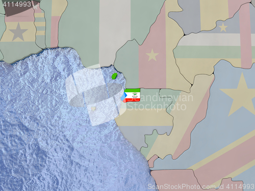 Image of Equatorial Guinea with flag on globe