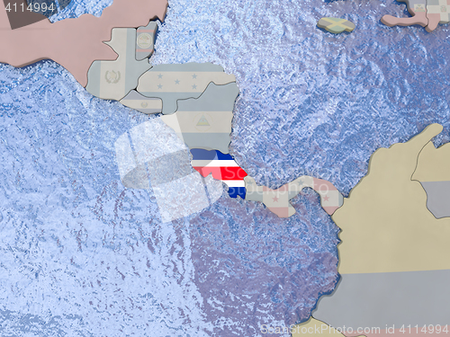 Image of Costa Rica with flag on globe