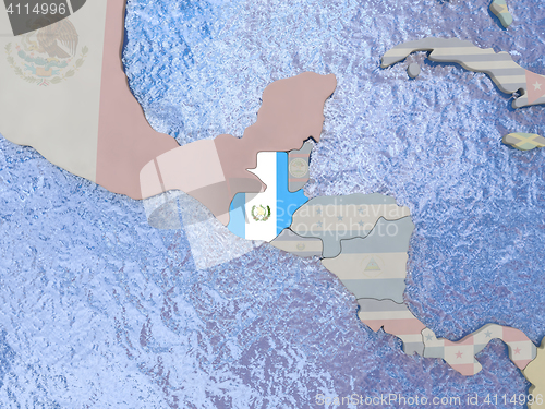 Image of Guatemala with flag on globe