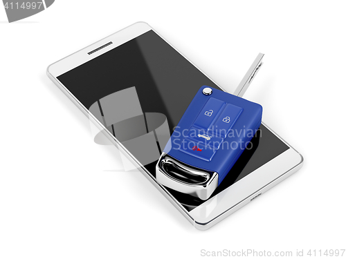 Image of Smartphone and car key