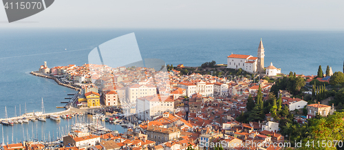 Image of Picturesque old town Piran on Slovenian adriatic coast.