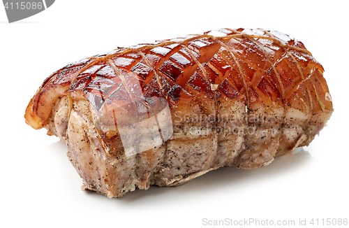 Image of roasted pork on white background