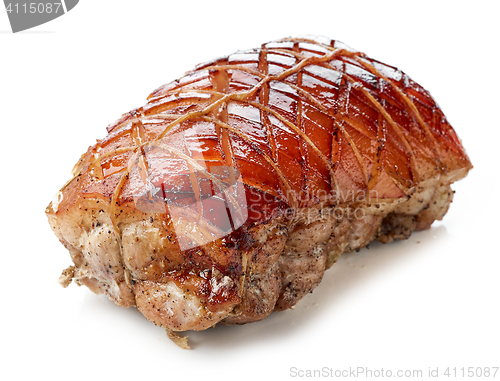 Image of roasted pork on white background