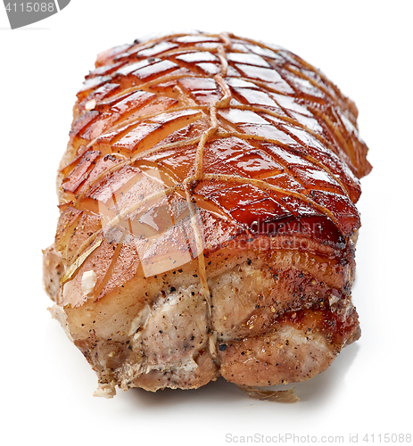 Image of roasted pork on white background