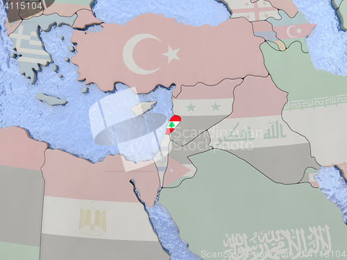 Image of Lebanwith flag on with flag on globe