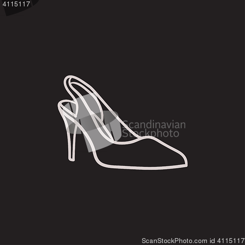 Image of High heel shoe sketch icon.