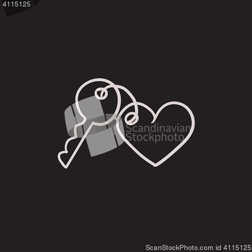 Image of Trinket for keys as heart sketch icon.