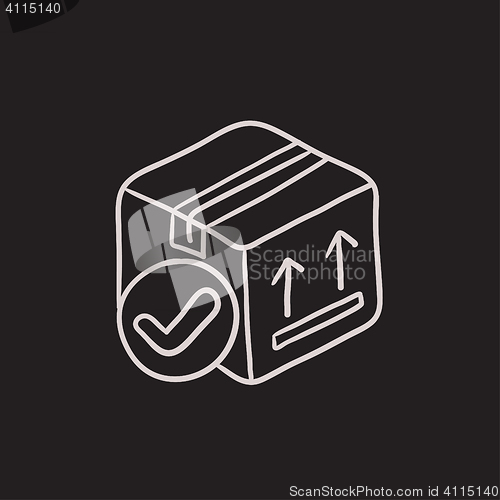 Image of Carton package box sketch icon.