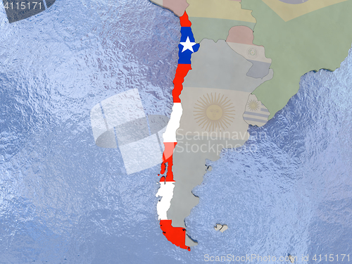 Image of Chile with flag on globe