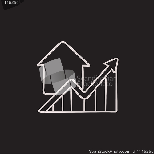 Image of Graph of real estate prices growth sketch icon.