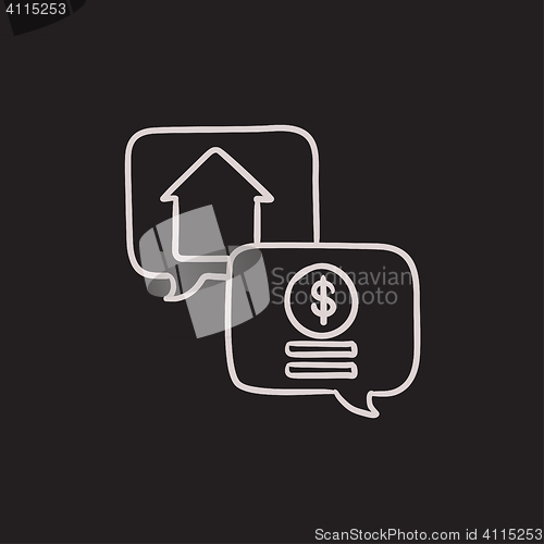 Image of Real estate transaction sketch icon.