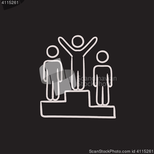 Image of Winners on podium sketch icon.