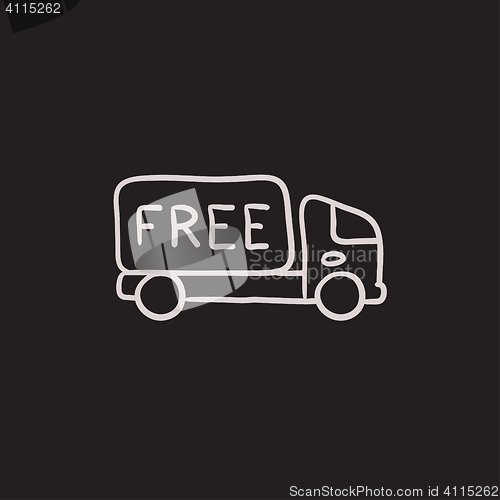 Image of Free delivery truck sketch icon.