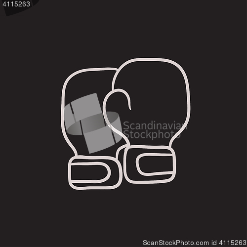 Image of Boxing gloves sketch icon.