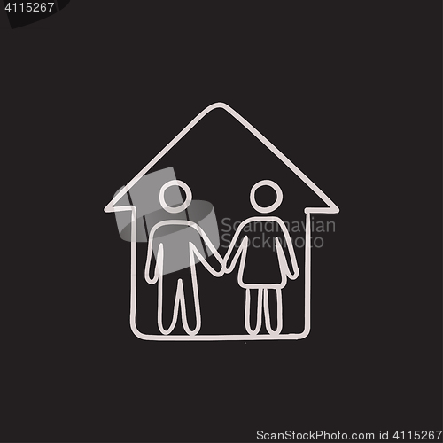 Image of Family house sketch icon.