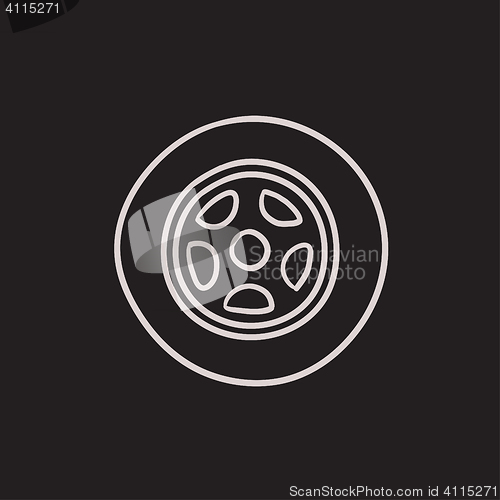 Image of Car wheel sketch icon.