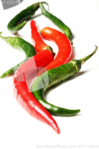 Image of Chili papers of various shapes closeup