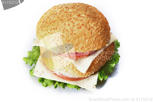 Image of Ham and cheese sandwich above view