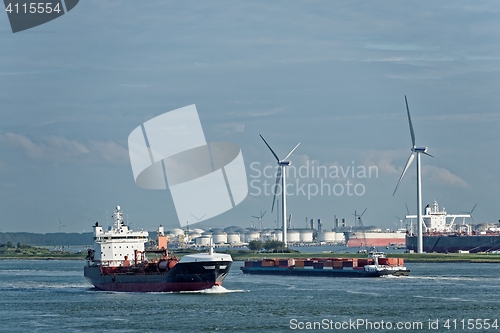 Image of Large oil tanker in canal