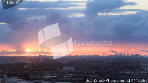Image of Industrial zone at sunset