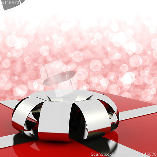 Image of Red Giftbox With Bokeh Background For Womens Birthday