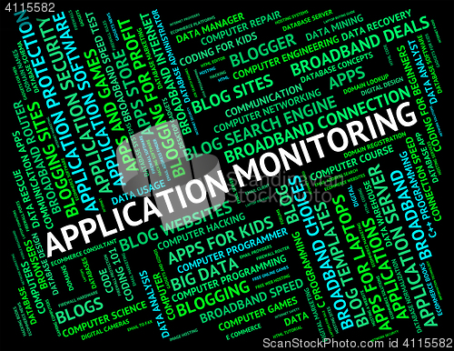 Image of Application Monitoring Represents Program Monitors And Words