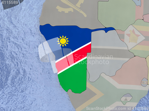 Image of Namibia with flag on globe