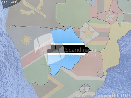 Image of Botswana with flag on globe