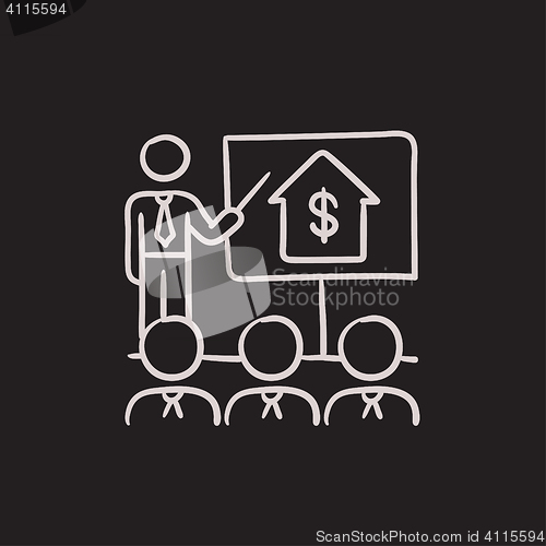 Image of Real estate training sketch icon.